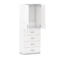 Szafa na ubrania z drążkiem Pola 215 - 4 szuflady 60 / 70 / 80 cm BIALA